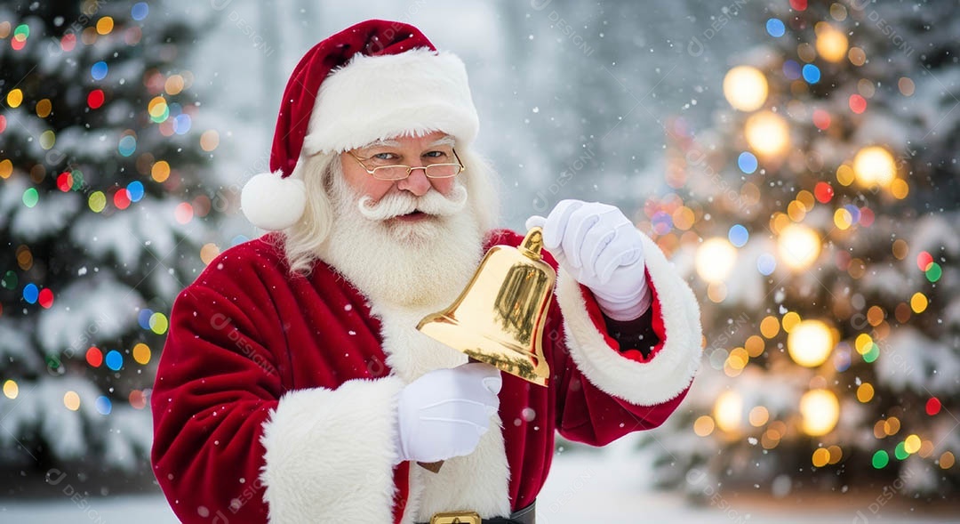 Um lindo papai noel em um ambiente natalino.