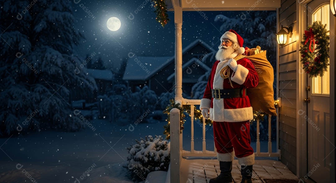 Um lindo papai noel em um ambiente natalino.