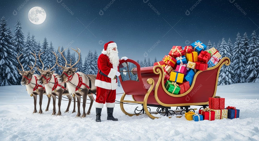 Um lindo papai noel em um ambiente natalino.