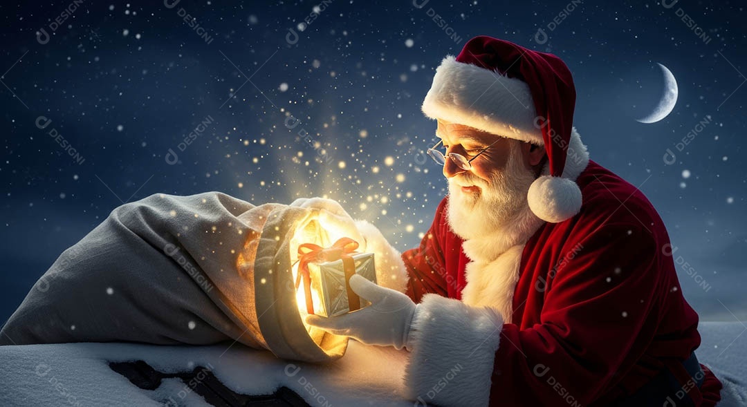 Um lindo papai noel em um ambiente natalino.