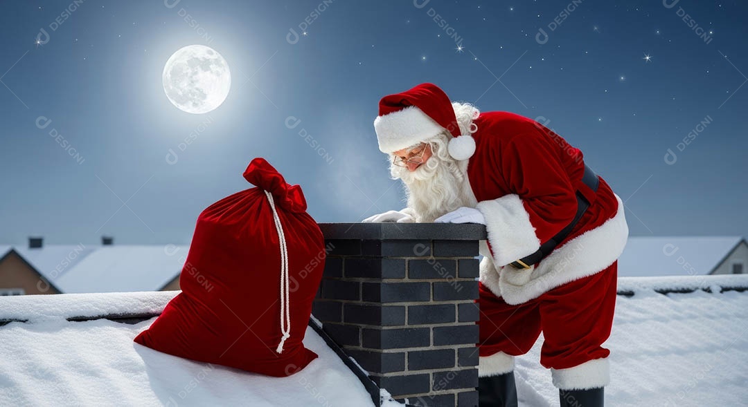 Um lindo papai noel em um ambiente natalino.