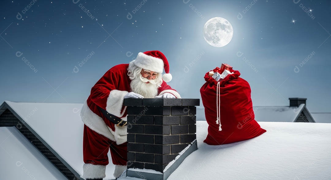 Um lindo papai noel em um ambiente natalino.