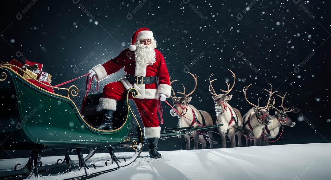 Um lindo papai noel em um ambiente natalino.