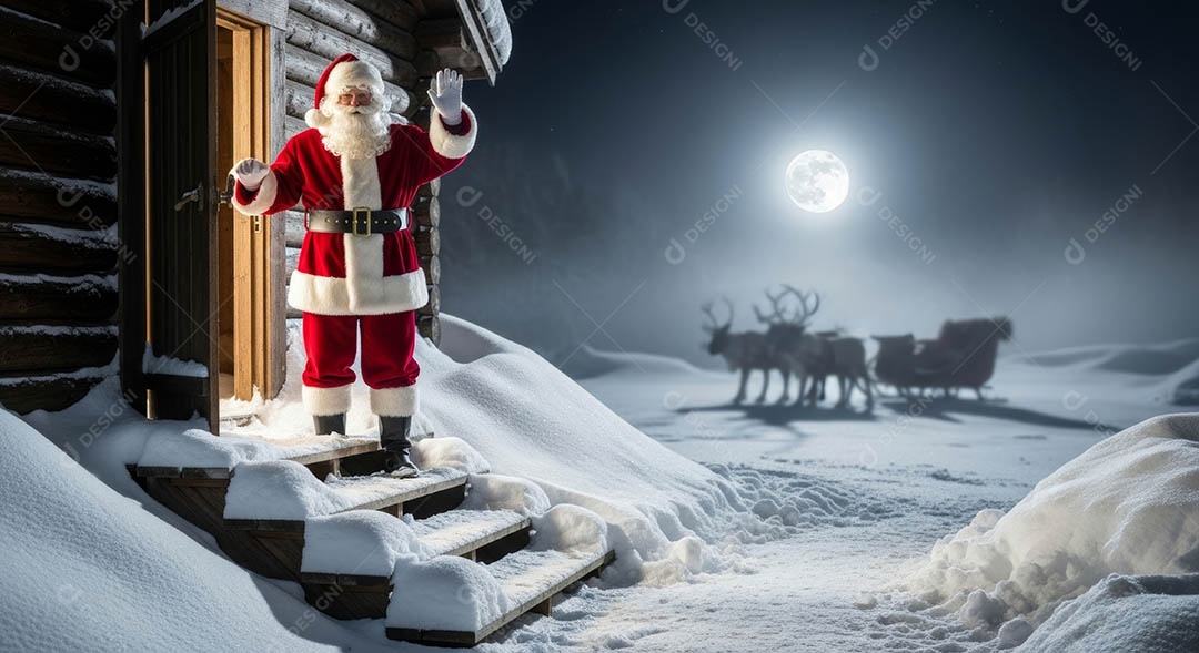 Um lindo papai noel em um ambiente natalino.