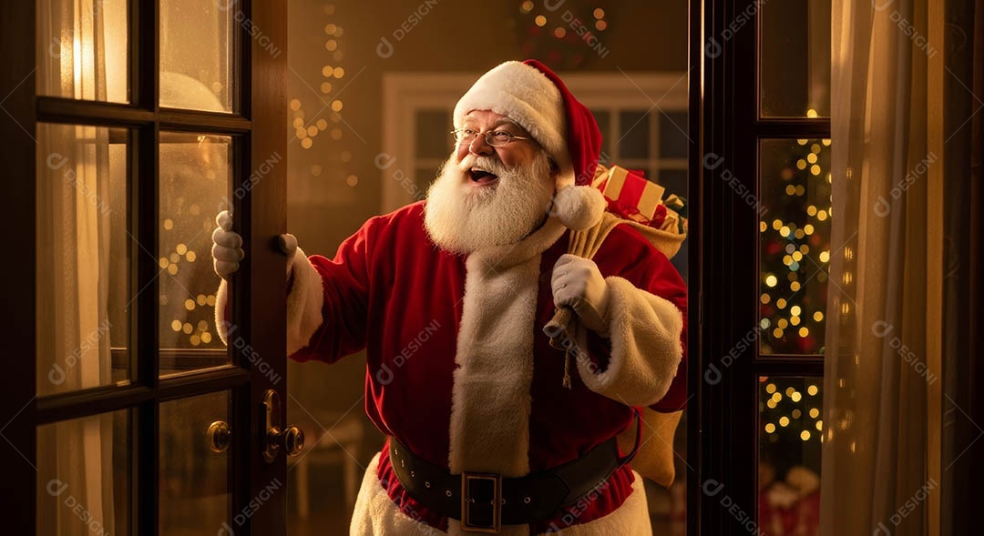 Um lindo papai noel em um ambiente natalino.