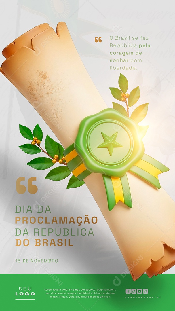 Story Dia da Proclamação da República 15 de Novembro Social Media PSD Editável