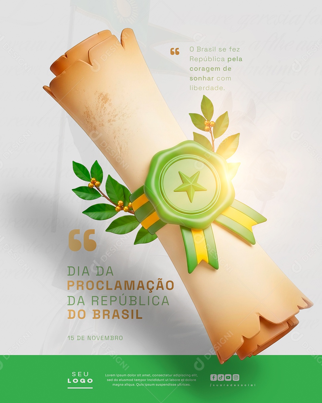 Dia da Proclamação da República 15 de Novembro Social Media PSD Editável