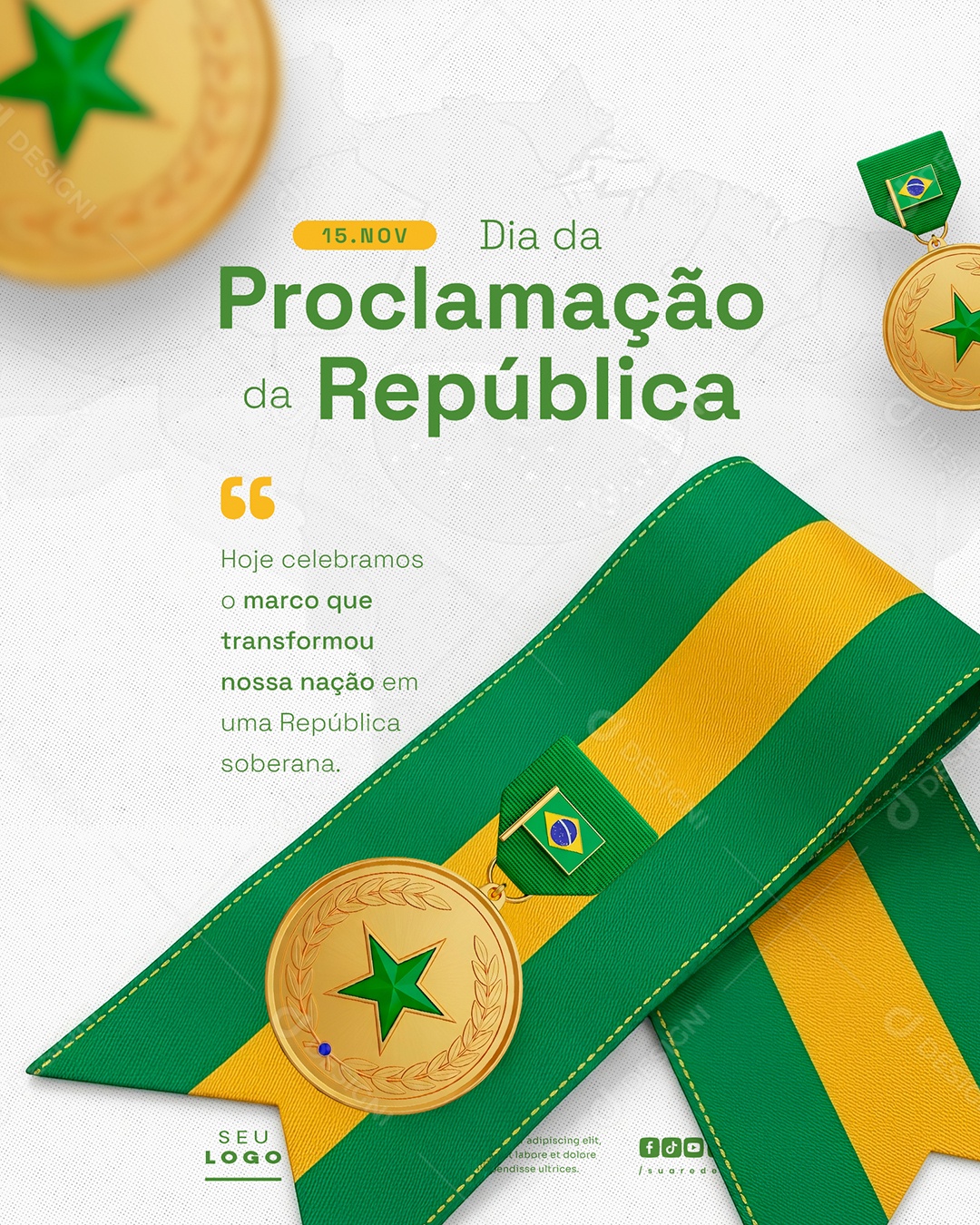 Dia da Proclamação da República 15 de Novembro Social Media PSD Editável