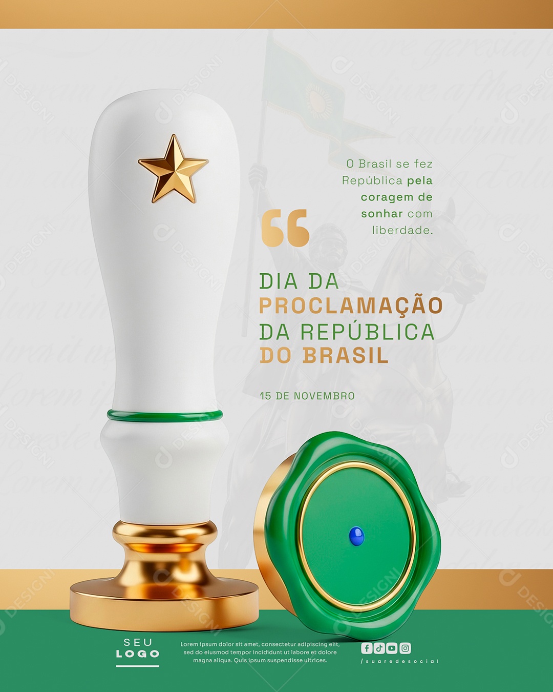 Dia da Proclamação da República 15 de Novembro Social Media PSD Editável