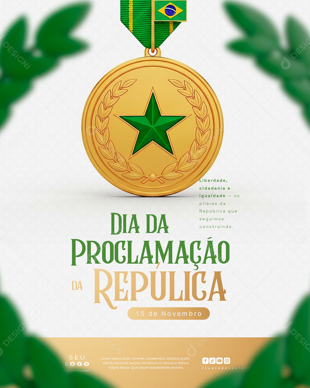 Dia da Proclamação da República 15 de Novembro Social Media PSD Editável