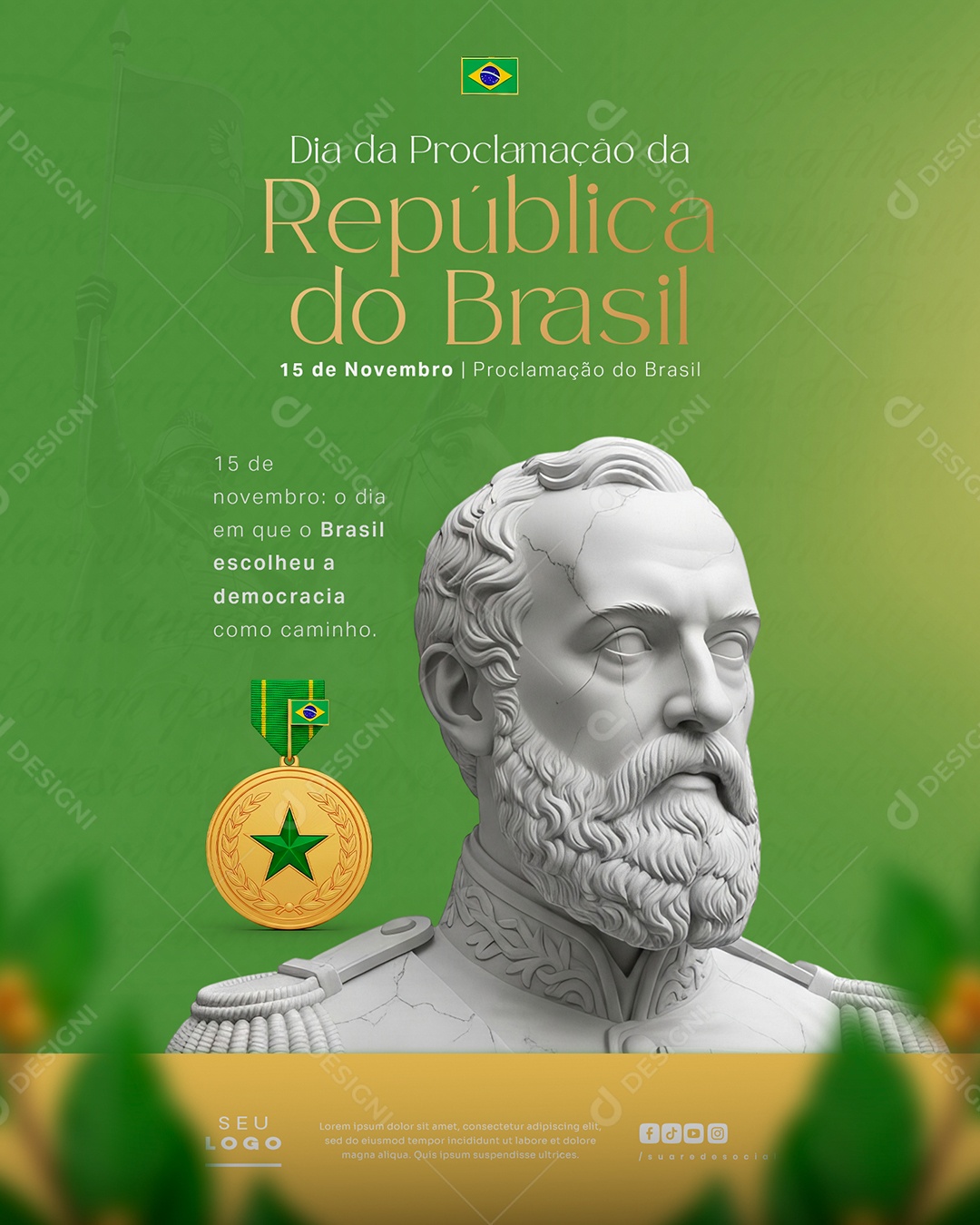 Dia da Proclamação da República 15 de Novembro Social Media PSD Editável