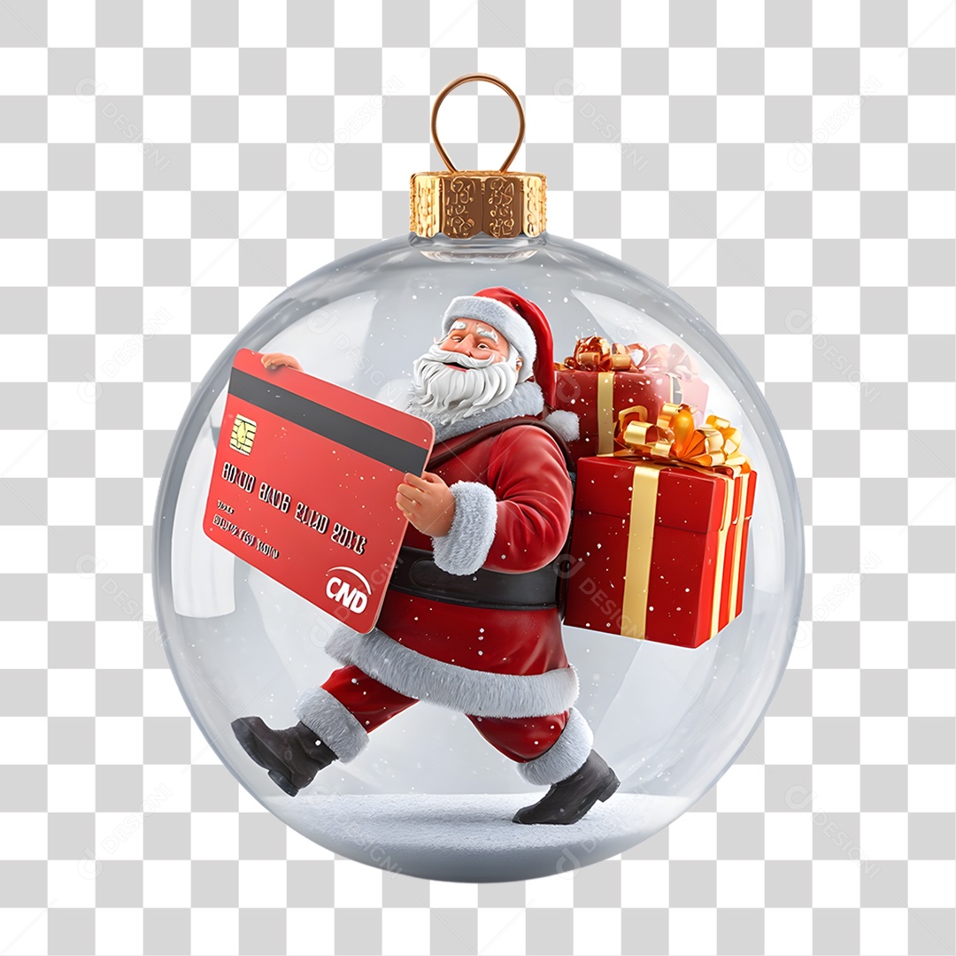 Boneco Papai Noel em Bola Enfeite Decoração de Natal PNG Transparente