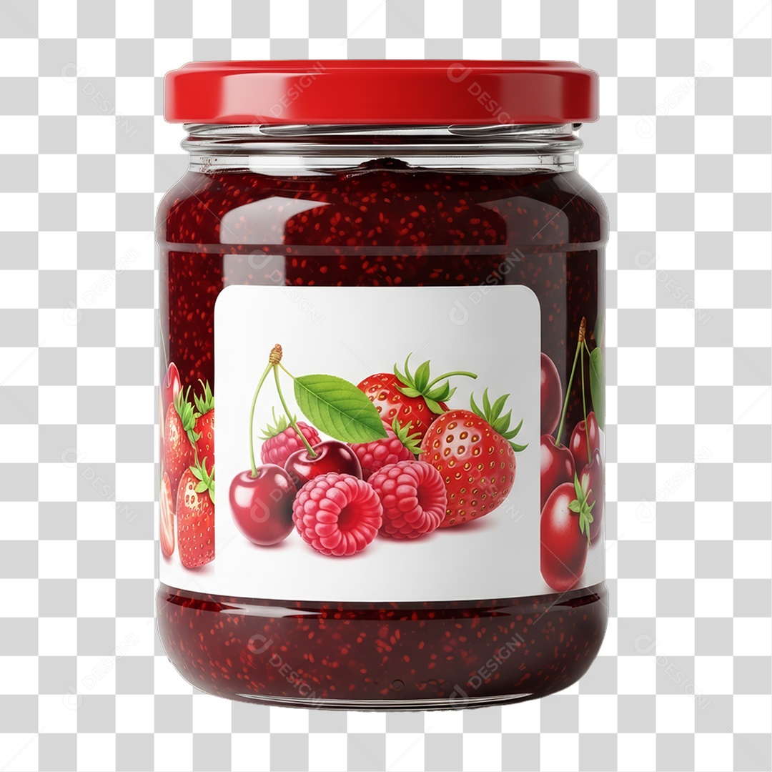 Pote de Vidro com Produtos Supermercados PNG Transparente