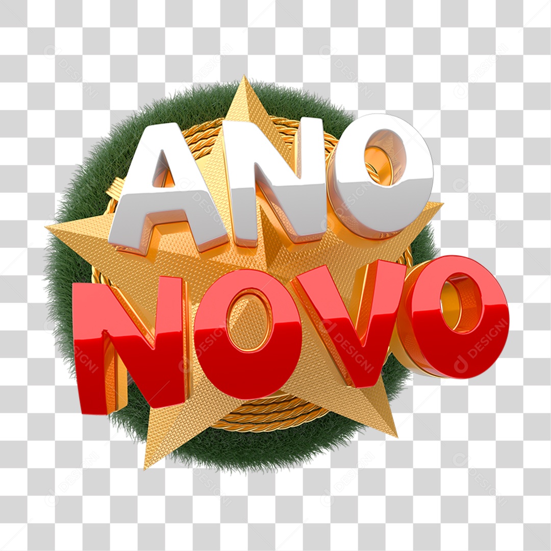 Selo 3D Ano Novo PNG Transparente