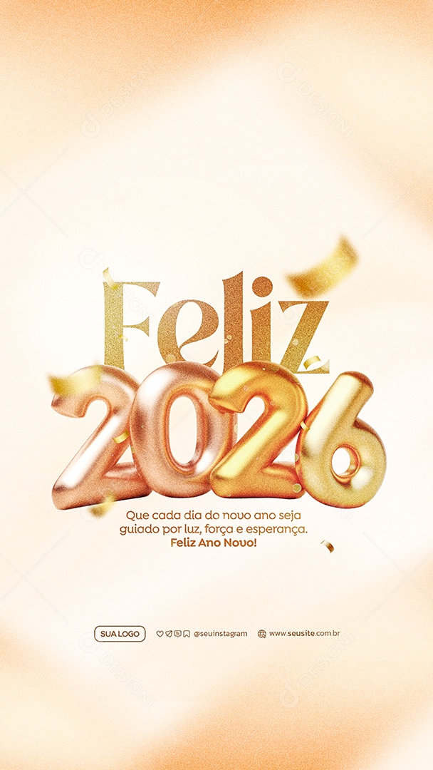 Story Feliz Ano Novo 2026 01 de Janeiro Social Media PSD Editável