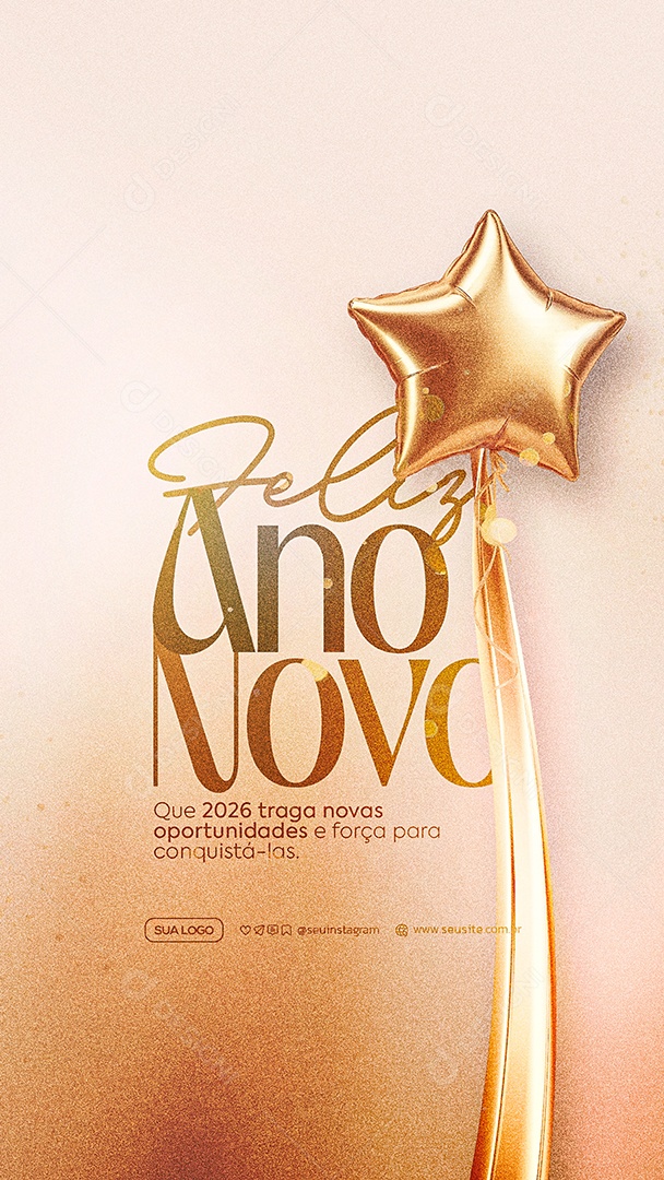 Story Feliz Ano Novo 2026 01 de Janeiro Social Media PSD Editável