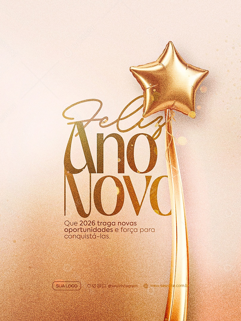 Feliz Ano Novo 2026 01 de Janeiro Social Media PSD Editável