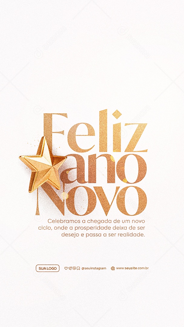 Story Feliz Ano Novo 2026 01 de Janeiro Social Media PSD Editável