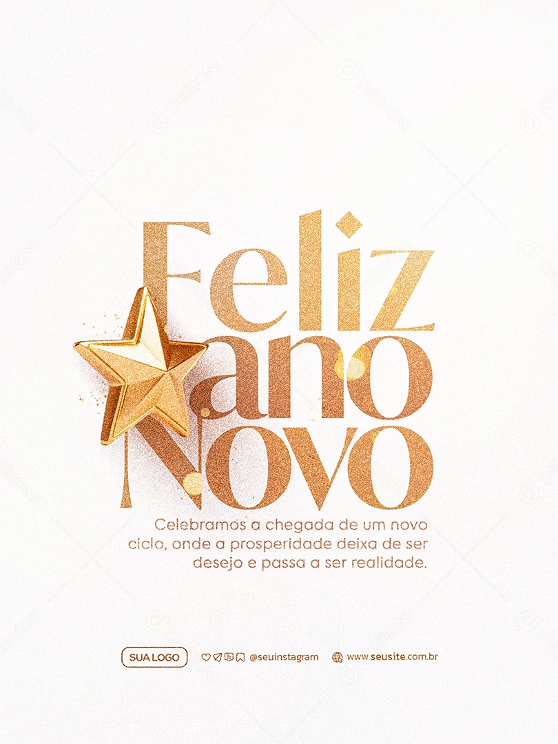 Feliz Ano Novo 2026 01 de Janeiro Social Media PSD Editável