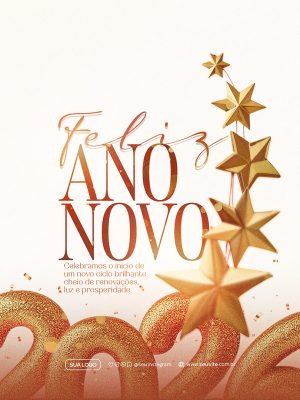 Feliz Ano Novo 2026 01 de Janeiro Social Media PSD Editável