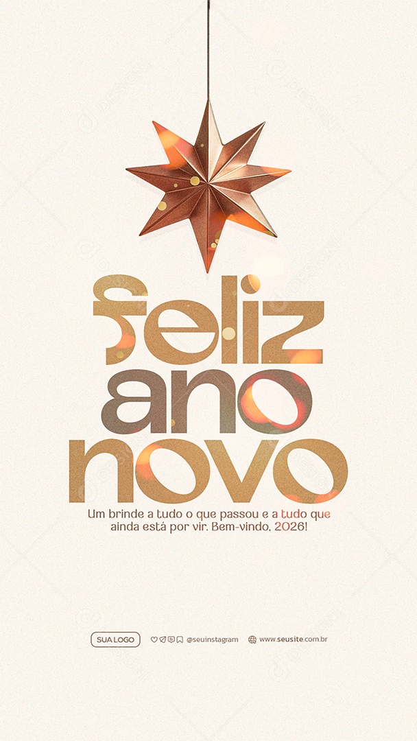 Story Feliz Ano Novo 2026 01 de Janeiro Social Media PSD Editável