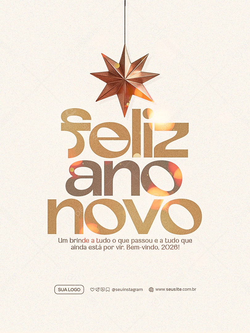 Feliz Ano Novo 2026 01 de Janeiro Social Media PSD Editável