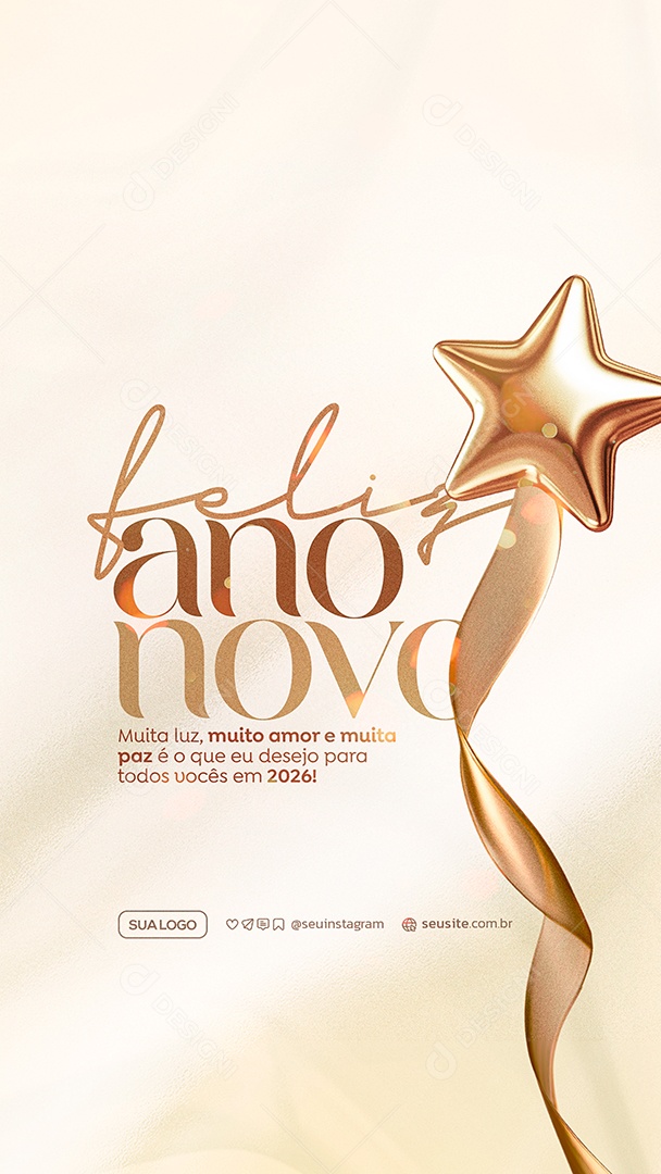 Story Feliz Ano Novo 2026 01 de Janeiro Social Media PSD Editável