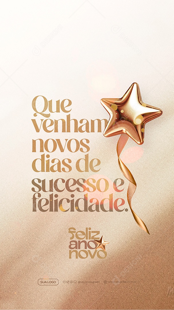 Story Feliz Ano Novo 2026 01 de Janeiro Social Media PSD Editável