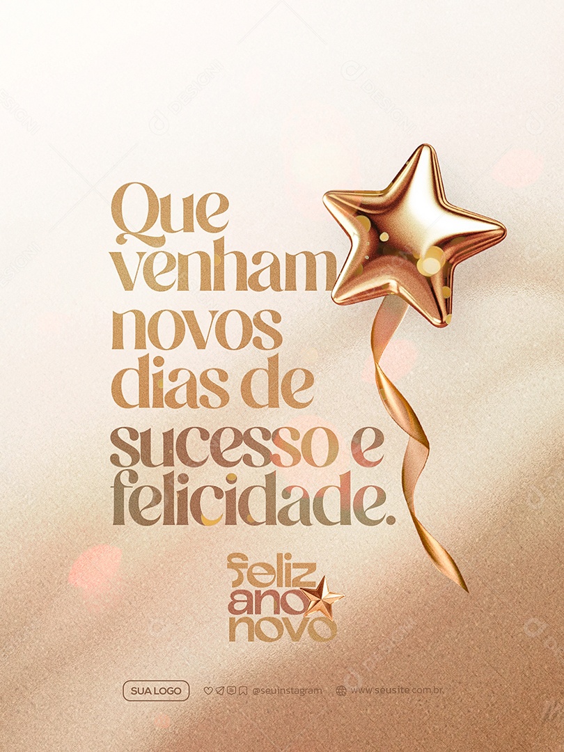 Feliz Ano Novo 2026 01 de Janeiro Social Media PSD Editável