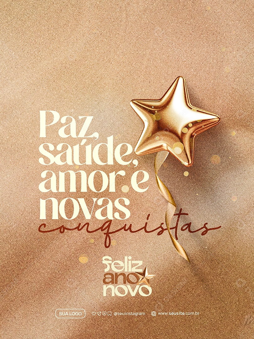 Feliz Ano Novo 2026 01 de Janeiro Social Media PSD Editável