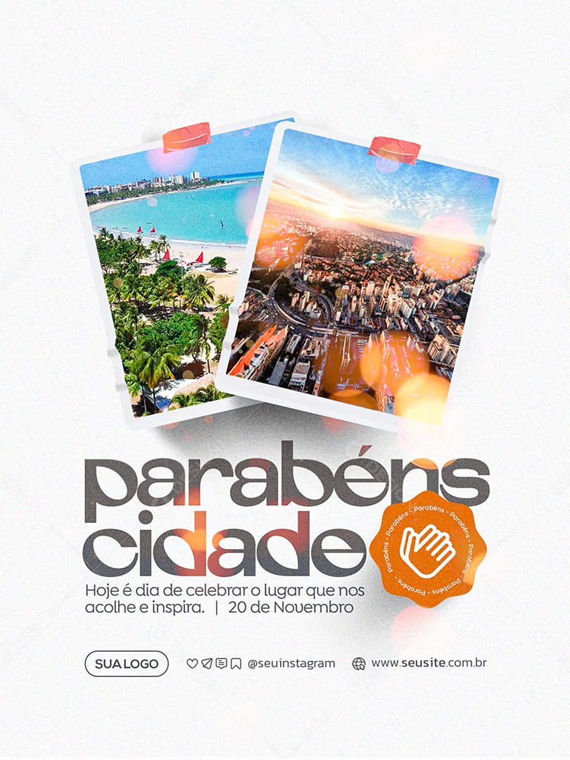 Parabéns Cidade Social Media PSD Editável