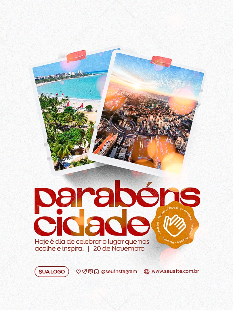 Parabéns Cidade Social Media PSD Editável