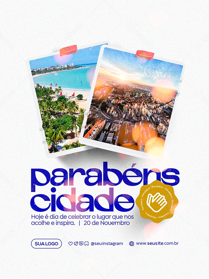 Parabéns Cidade Social Media PSD Editável