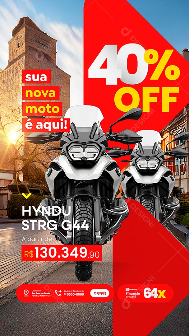 Story Concessionária de Motos Sua Nova Moto é Aqui Social Media PSD Editável