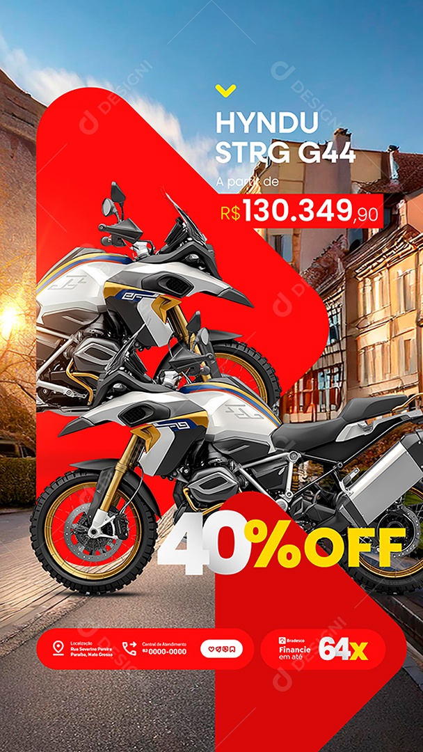 Story Concessionária de Motos Hyndu Strg 40% Off Social Media PSD Editável