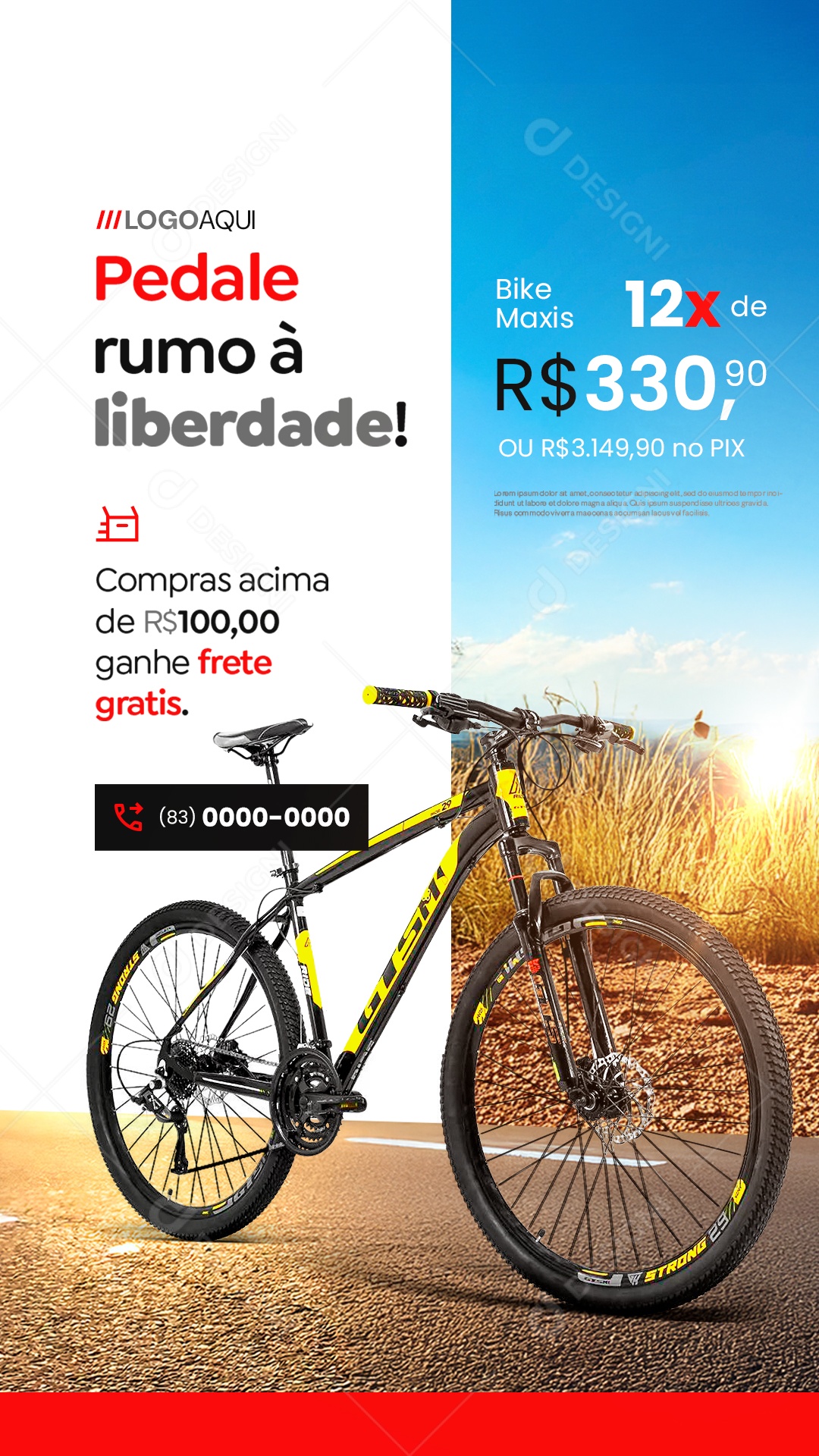 Story Bicicletaria Bicicleta Pedale Rumo à Liberdade Social Media PSD Editável