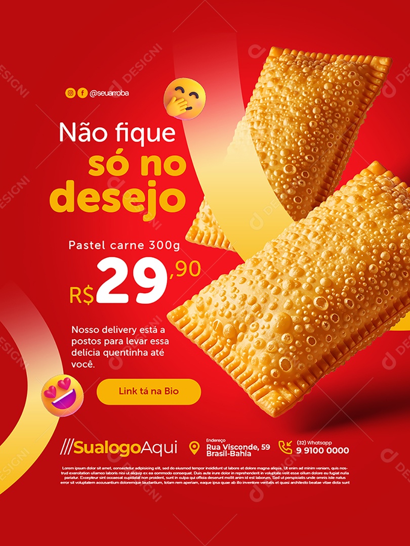 Pastelaria Não Fique Só no Desejo Social Media PSD Editável