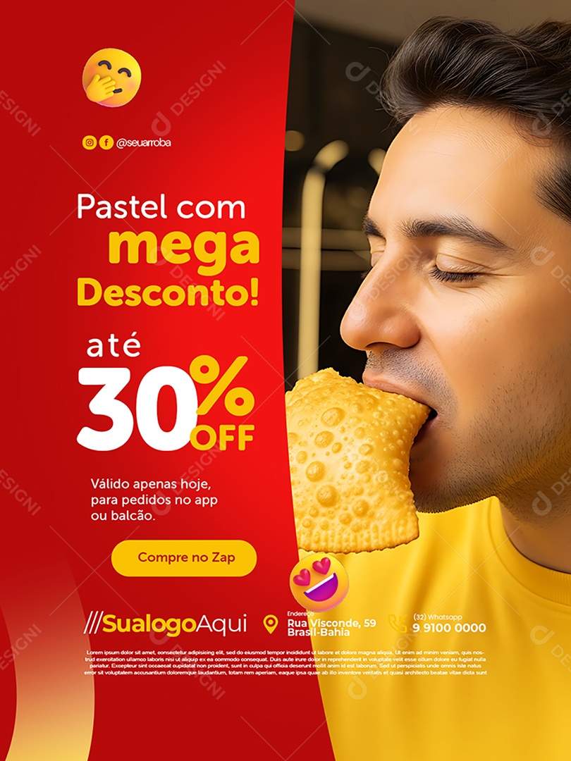 Pastelaria Pastel com Mega Desconto Social Media PSD Editável