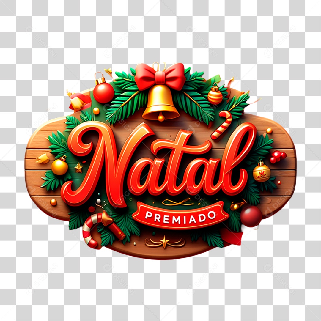 Selo 3D Natal Premiado PNG Transparente
