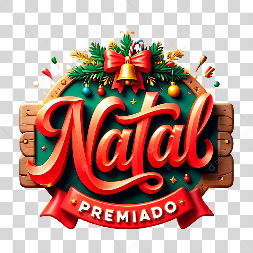 Selo 3D Natal Premiado PNG Transparente
