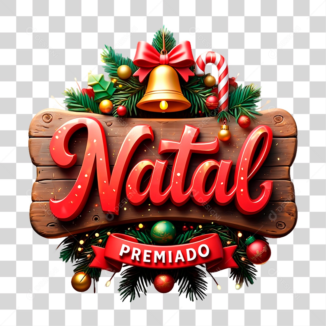 Selo 3D Natal Premiado PNG Transparente