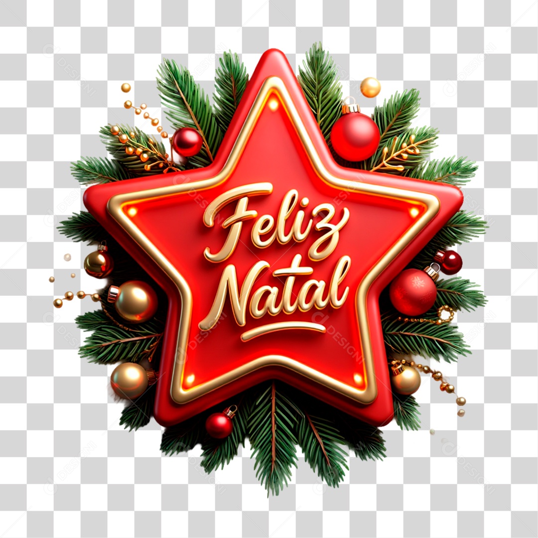 Selo 3D Feliz Natal PNG Transparente
