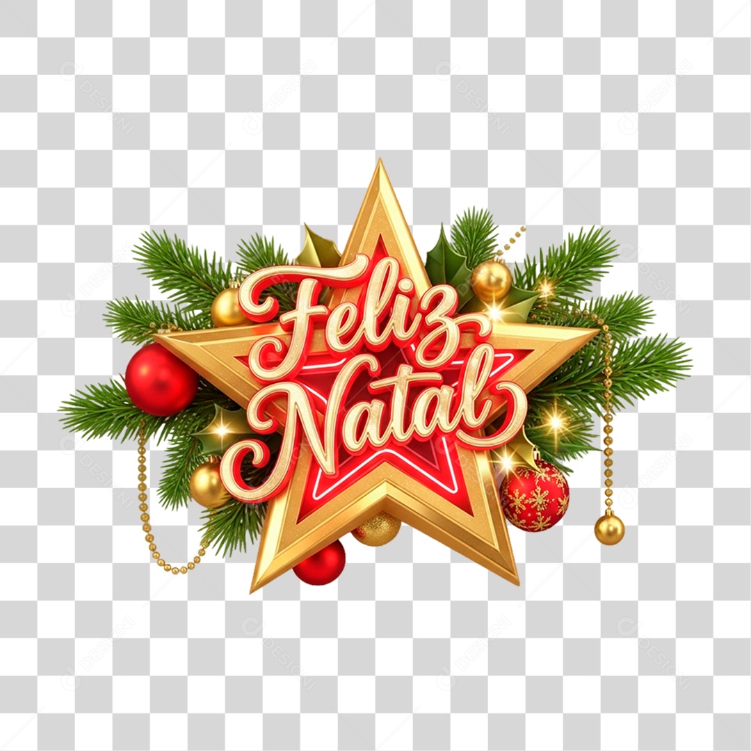 Selo 3D Feliz Natal PNG Transparente