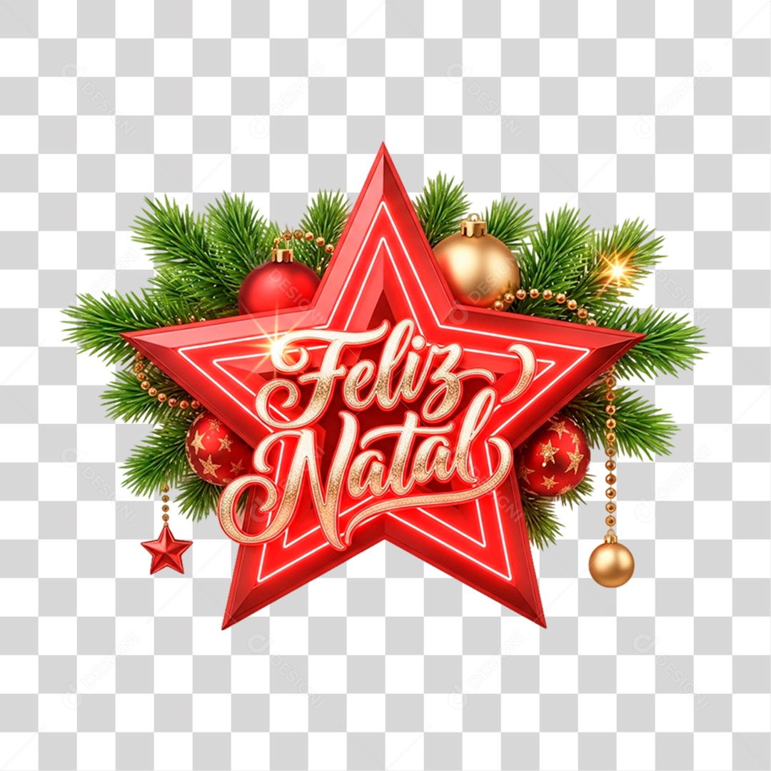 Selo 3D Feliz Natal PNG Transparente