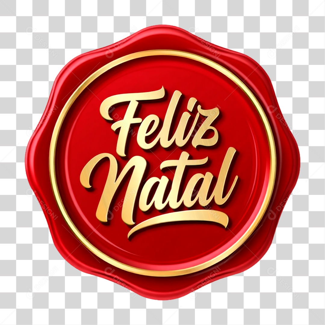 Selo 3D Feliz Natal PNG Transparente