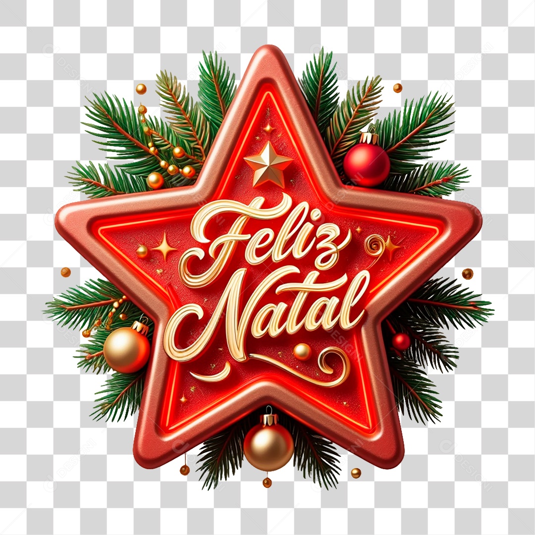 Selo 3D Feliz Natal PNG Transparente