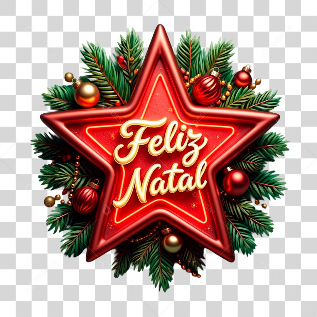Selo 3D Feliz Natal PNG Transparente