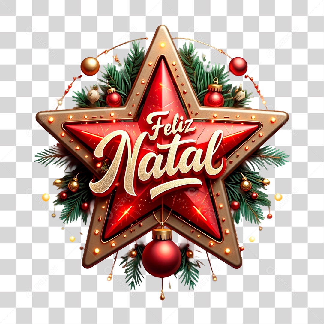 Selo 3D Feliz Natal PNG Transparente