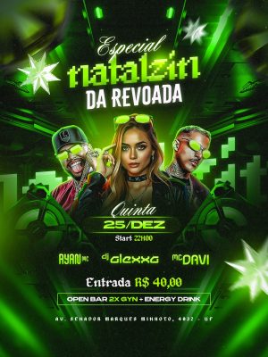 Natalzin da Revoada Especial 25/Dez Quinta Flyer Neon PSD Editável