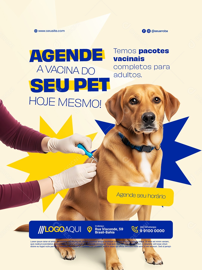 Petshop Agende a Vacina do Seu Pet Hoje Mesmo Social Media PSD Editável